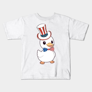 Funny duck is ready for independence day Kids T-Shirt